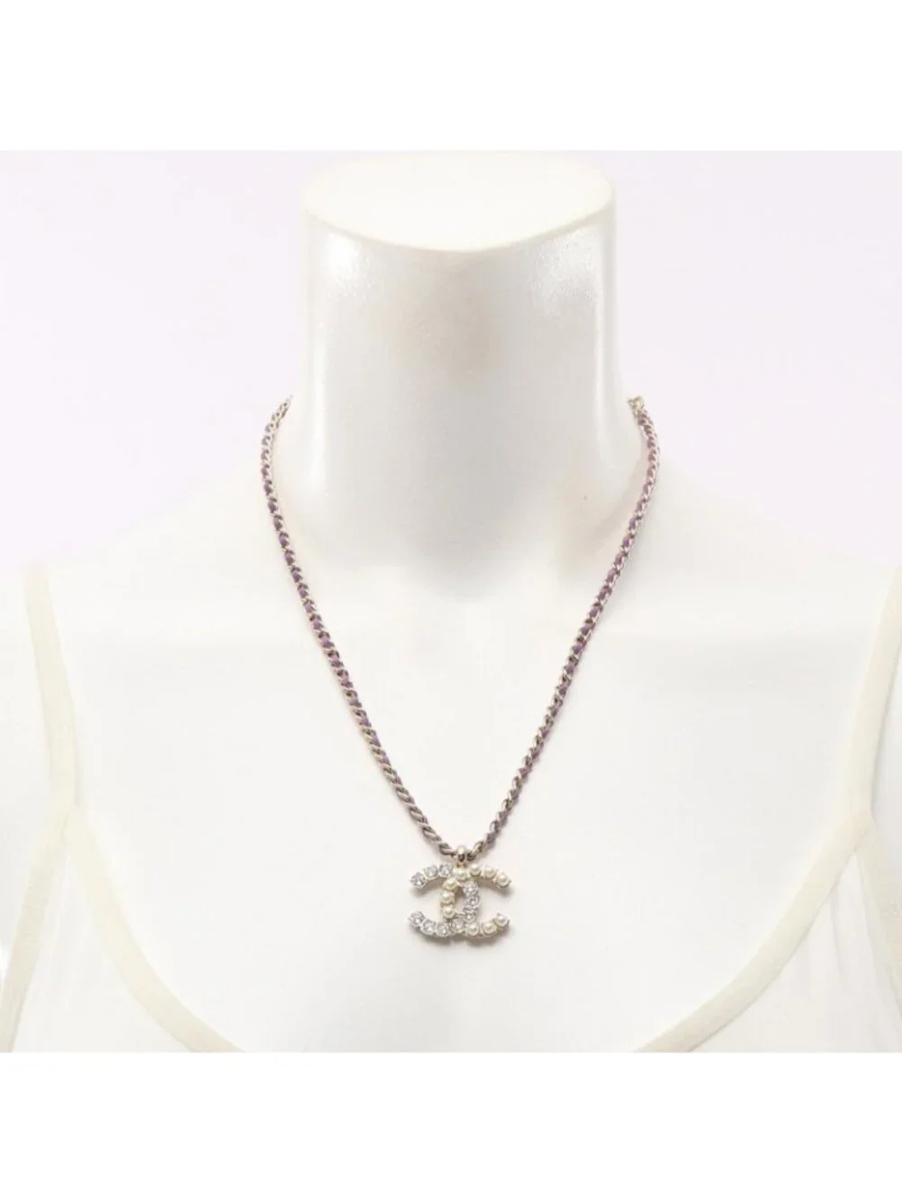 Chanel Necklace CC Logo Leather